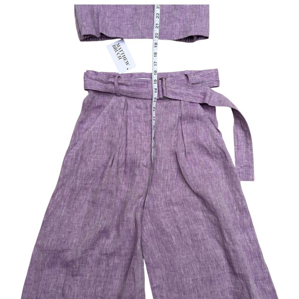 NWT Matthew Bruch Linen Wide Leg Pant and Structured Bandeau Crop Top - Picture 9 of 16